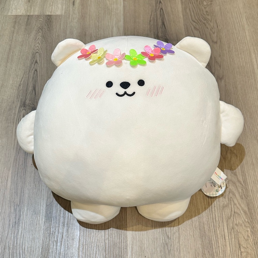 NWT Takashoji White Bear Plushie with Flower Crown